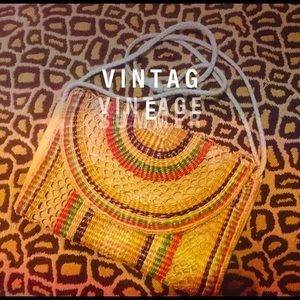 VINTAGE! colored straw woven bag